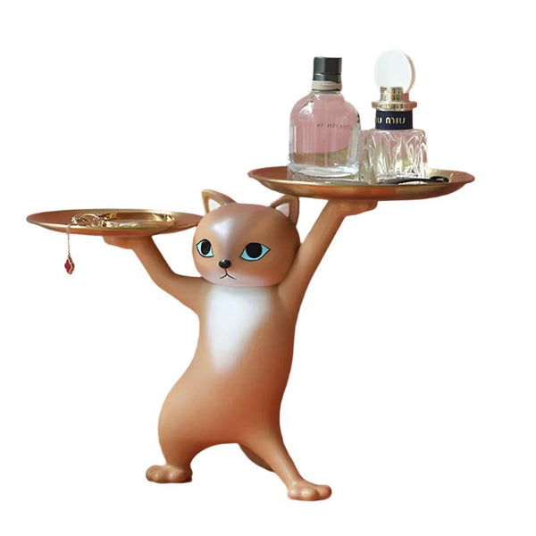 Home Figurine Gray Cat Tray For Interior Entrance Key Desktop Storage Sculptures & Figurines