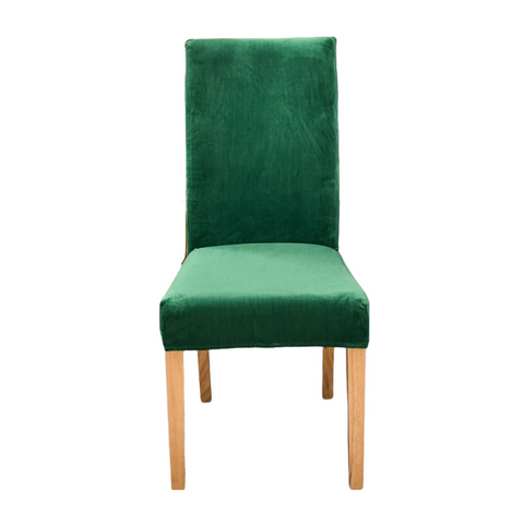 Green Velvet Plush Stretch Slipcover Elastic Spandex Chair Cover For Dining Room Kitchen Wedding Banquet Hotel Slipcovers