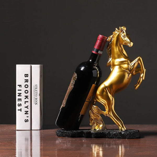 Figurine Golden Horse Wine Rack Storage Figurines Modern Stand For Decor Sculptures & Figurines