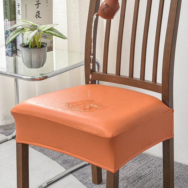 Chair Cover Orange Pu Leather Seat Slipcover For Kitchen Hotel Banquet Dining Living Room Slipcovers