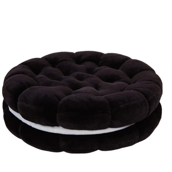 Plush Pillow Black Round Double Biscuit Shape Stuffed Soft Cushion Decor Cushions & Decorative Pillows