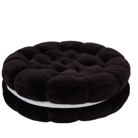 Plush Pillow Black Round Double Biscuit Shape Stuffed Soft Cushion Decor Cushions & Decorative Pillows