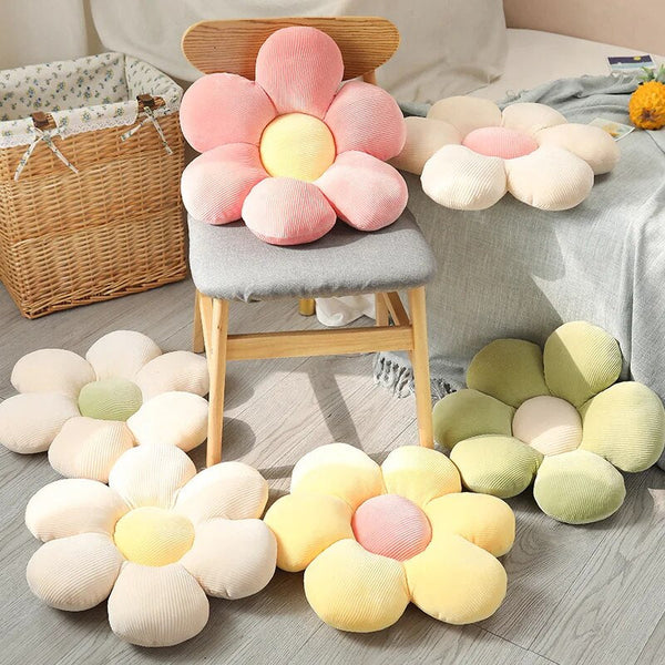 Plush Pillow White Yellow Flower Shape Stuffed Soft Cushion For Decor Cushions & Decorative Pillows