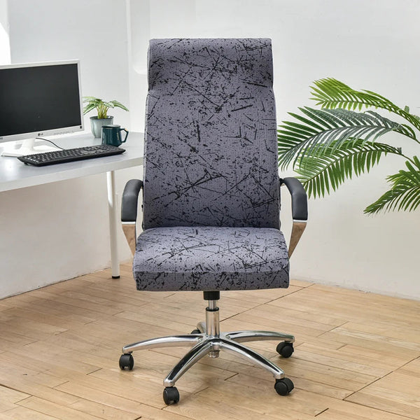 Office Chair Cover Dark Grey Scratch Design Large Non Slip Rotating Seat Case Universal Armrest Protector For Business Use Chair Covers