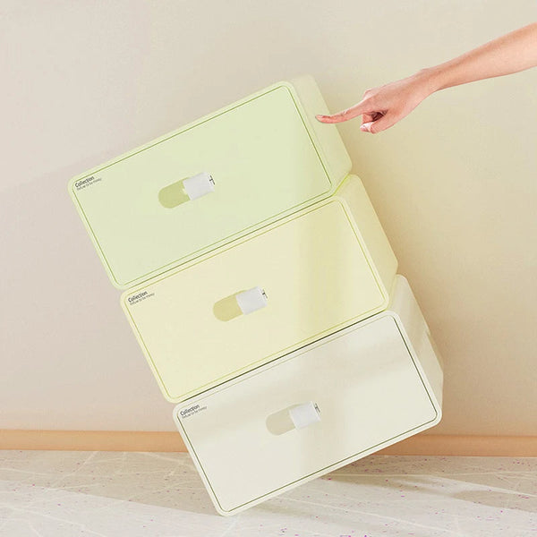 Storage Box Green 20X20x5cm Desktop Stackable Drawer Office Organizer Storage Boxes