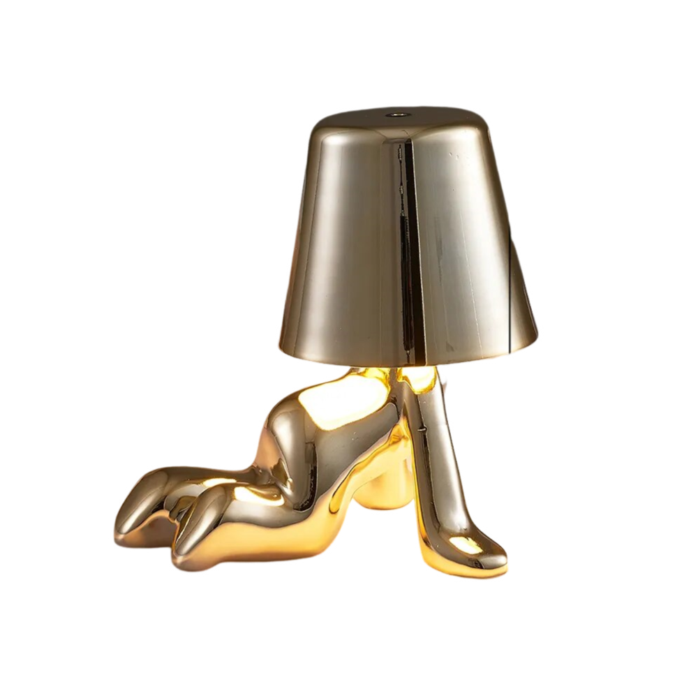 Hotel Lightning Lamp Rechargeable Gold Little Man Laying Side Position Table Lamps