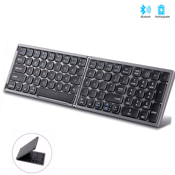 Bluetooth Keyboard Black Foldable Ergonomic Compact Wireless Computer Laptop Keys Keyboards & Keypads