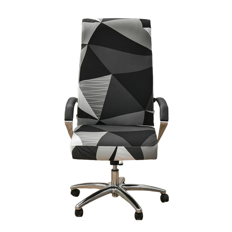 Office Chair Cover Black White Geometric Pattern Medium Non Slip Armrest Protector Chair Covers