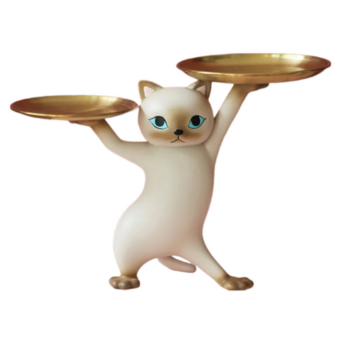 Figurine Gray Cat Tray For Interior Entrance Key Desktop Storage Sculptures & Figurines