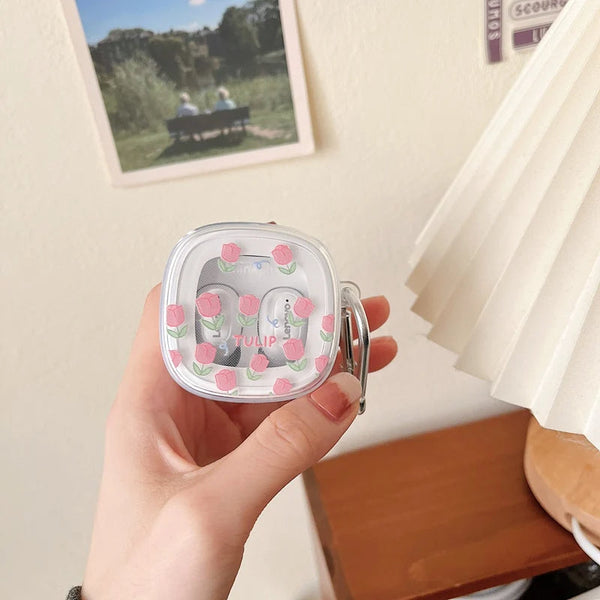 Earphone Case Pink Tulip For Lenovo Xt62 Tws Soft Tpu Transparent Headset Cover Earbud Cases