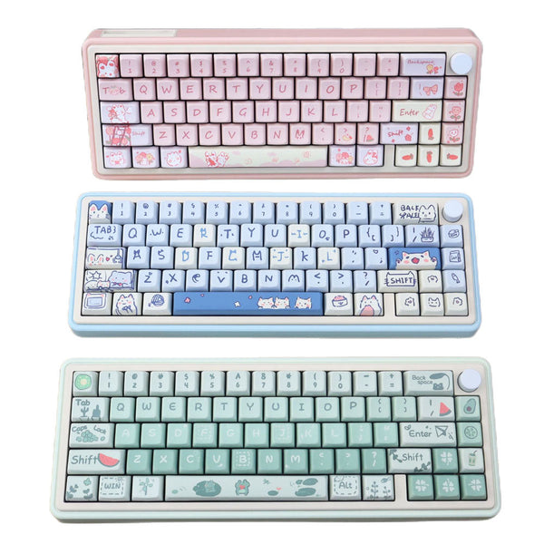 Keycap Keyboard Pink 66 Keys Rabbit Theme Sided Heat Sublimation Switch Fit Keyboards & Keypads