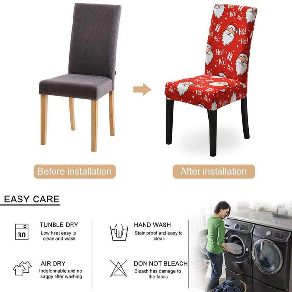 Chair Cover Maroon Christmas Tree Lantern Design Stretchable Dining Slipcover Slipcovers