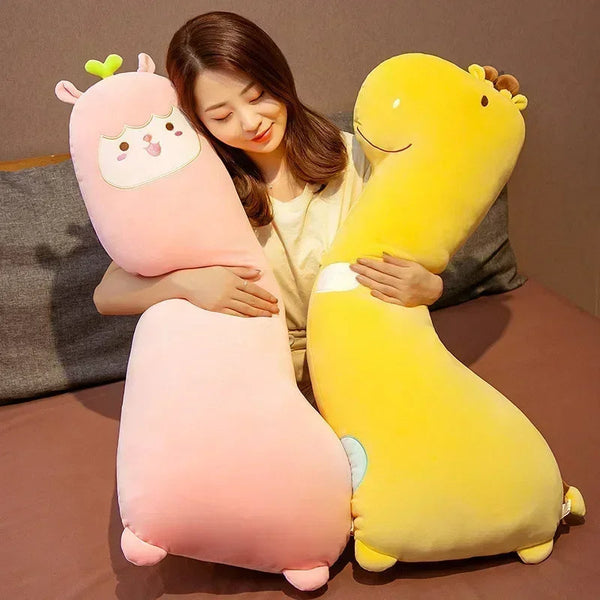 Side Sleeping Body Pillow Pink Lama Cartoon Animal Soft Cozy Long Pillows