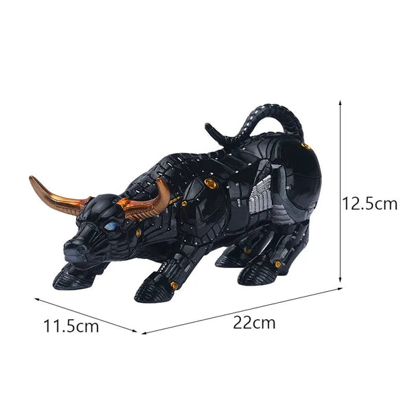 Home Figurine Black Mechanical Bull Resin Sculpture For Living Room Decoration Sculptures & Figurines