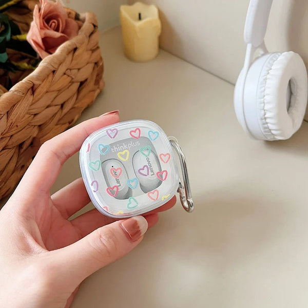 Earphone Case Colored Hearts For Lenovo Xt62 Tws Soft Tpu Transparent Cover Earbud Cases