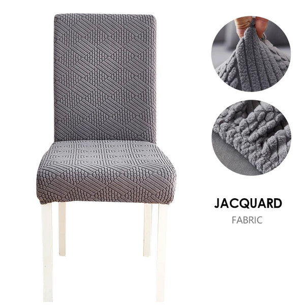 Dark Grey Checkered Chair Cover Anti Dirt Elastic For Dining Room Kitchen Slipcovers