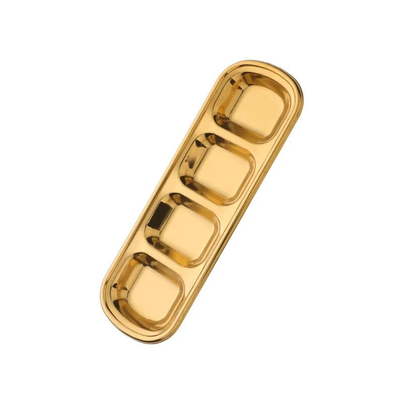 Gold Stainless Steel 4 Grid Seasoning Sauce Dish For Kitchen Dining Bar Plates