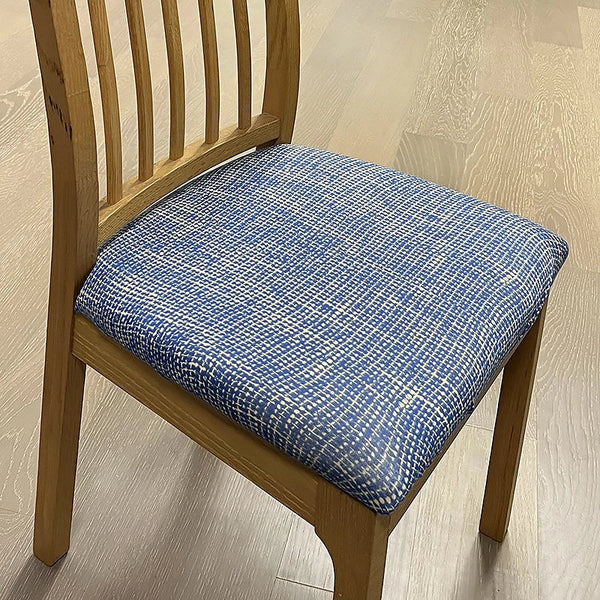 Chair Cover Navy Blue Corn Kennel Pattern Stretch Seat For Dining Kitchen Slipcovers