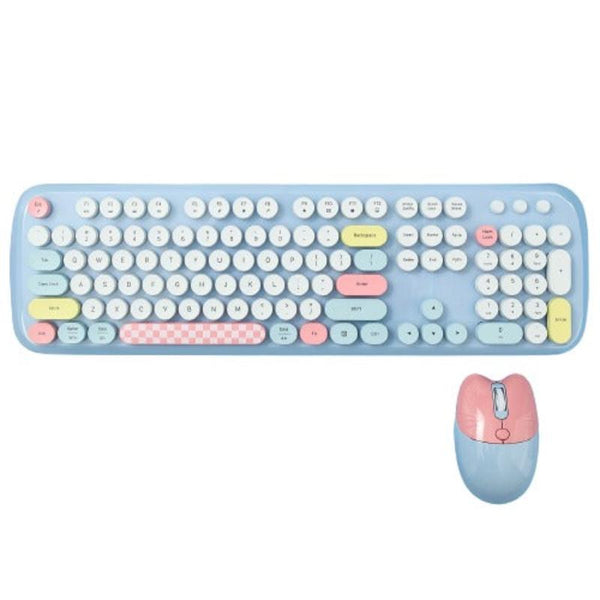 Bluetooth Keyboard Mouse Combo Set Retro Design Wireless Soft Touch Keys Keyboards & Keypads