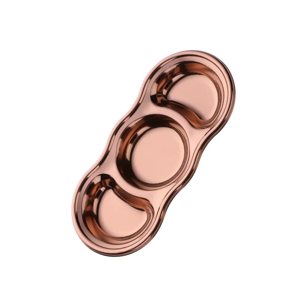 Rose Gold Stainless Steel 3 Grid Seasoning Sauce Dish Kitchenware Plates