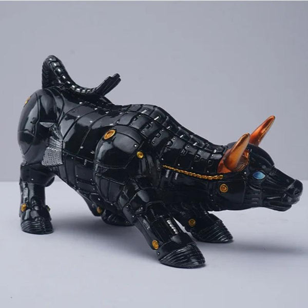 Home Figurine Black Mechanical Bull Resin Sculpture For Living Room Decoration Sculptures & Figurines