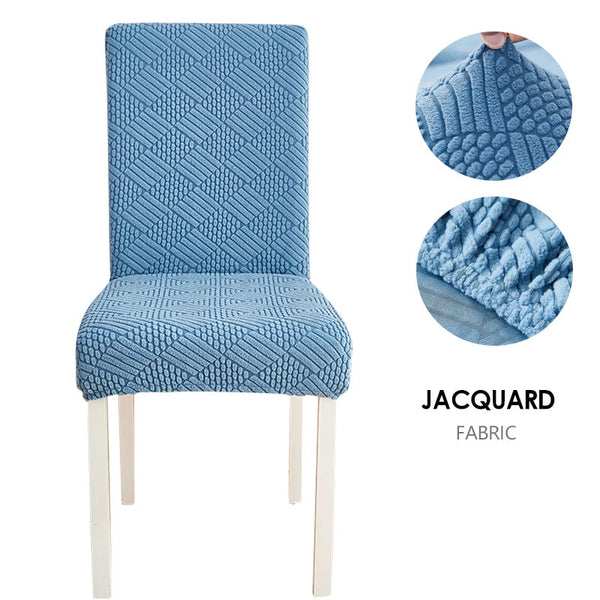 Chair Cover Blue Checkered Line Design Anti Dirt Elastic Material Slipcovers