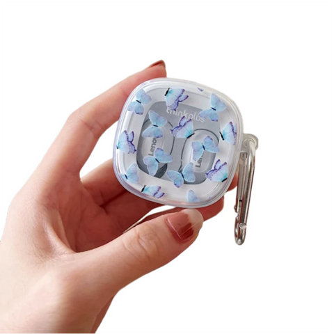 Earphone Case Light Blue Butterfly For Lenovo Xt62 Tws Soft Tpu Protective Cover Earbud Cases