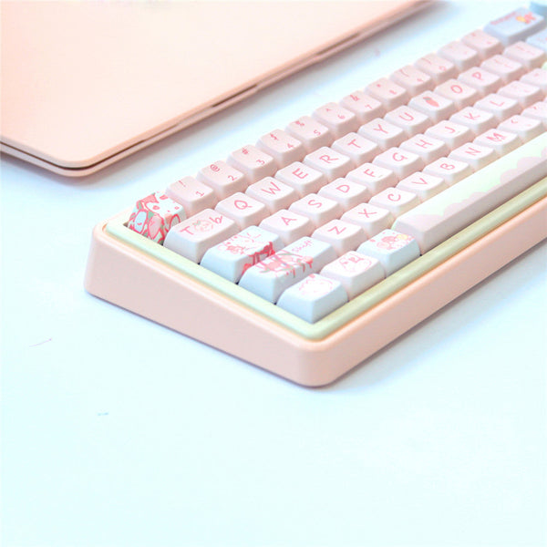Keycap Keyboard Green 66 Keys Little Frog Theme Heat Sublimation Switch Fit Keyboards & Keypads