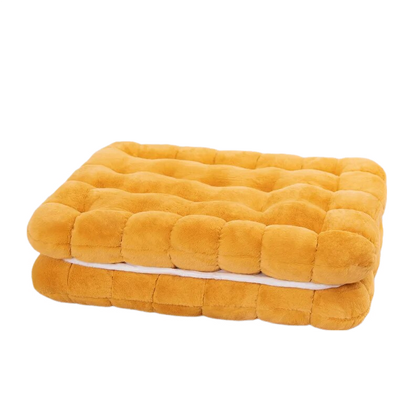 Plush Yellow Square Double Biscuit Shape Stuffed Soft Pillow Seat Cushion Cushions & Decorative Pillows