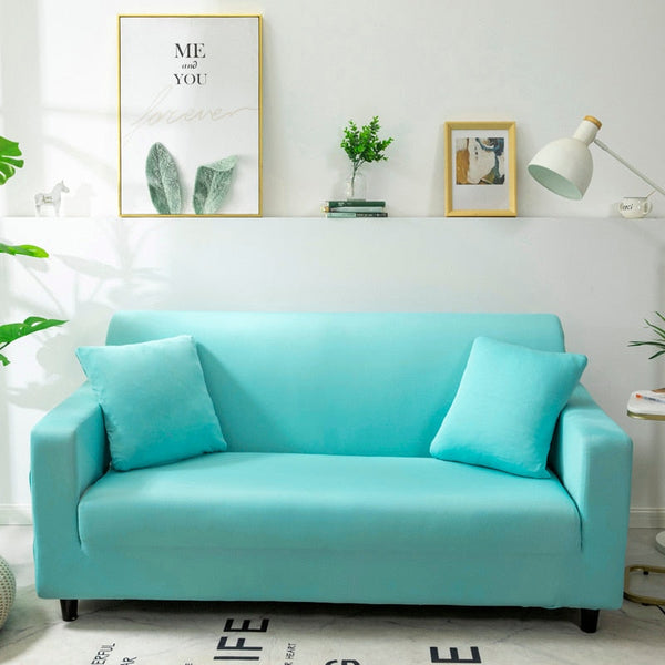 1 Seater Sofa Cover Plain Blue Style Protection For Living Room Chair Slipcovers