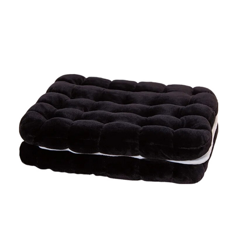 Plush Black Square Double Biscuit Shape Stuffed Soft Pillow Cushion Decor Cushions & Decorative Pillows