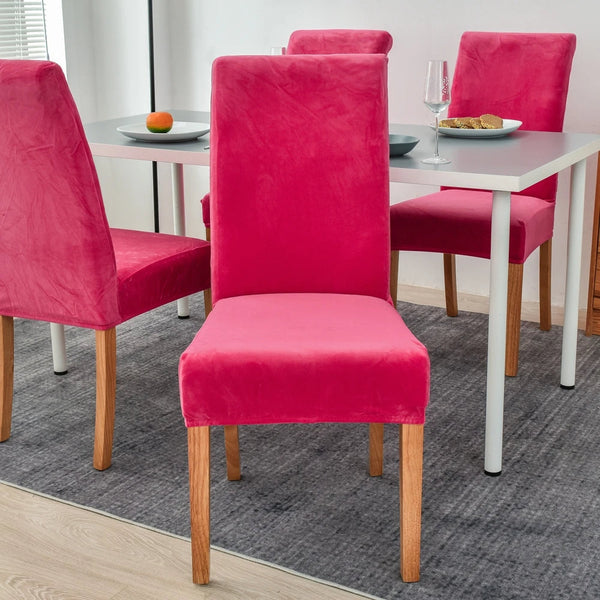 Rose Red Velvet Plush Stretch Slipcover Elastic Spandex Chair Cover For Furniture Slipcovers