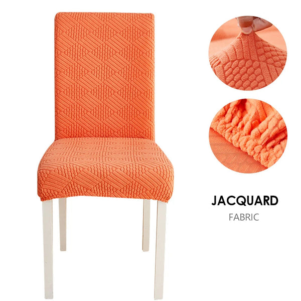 Chair Cover Orange Checkered Line Design Anti Dirt Elastic Material Slipcovers