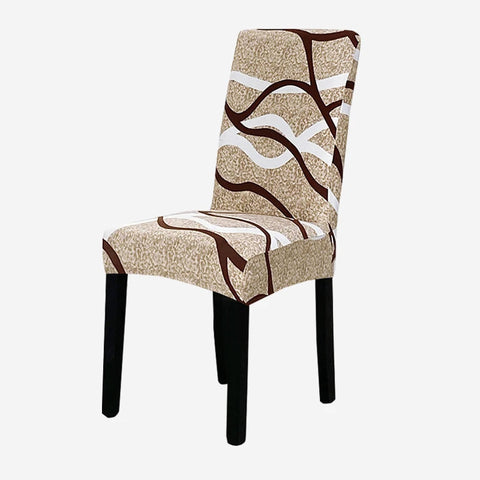 Chair Cover Khaki Wave Design With Anti Dirt Elastic Material For Slipcovers