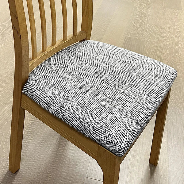 Chair Cover Light Grey Corn Kennel Pattern Stretch Seat For Dining Kitchen Slipcovers
