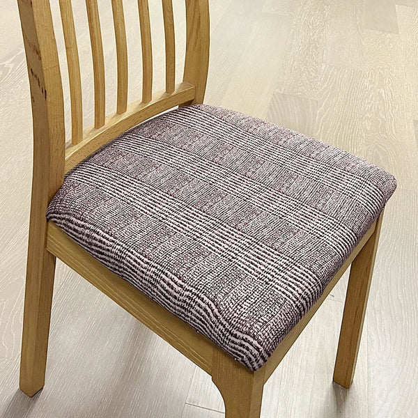 Chair Cover Dark Brown Wavey Straight Line Pattern Stretch Seat For Dinning Kitchen Slipcovers