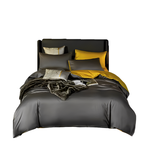Duvet Comforter Set Full Deep Grey Yellow Egyptian Cotton Thick Blanket Bedspread Double Bed Comforters