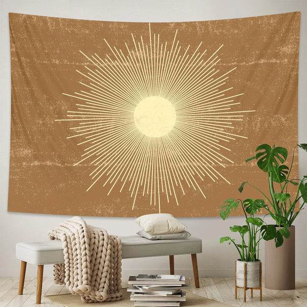 Tapestry Yellow Rays 150X100cm Psychedelic Scene Art Bohemian Decorative Sheet Tapestries