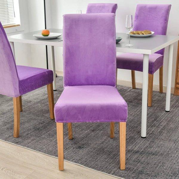 Cyan Velvet Plush Stretch Slipcover Elastic Spandex Chair Cover For Dining Room Kitchen Banquet Hotel Slipcovers