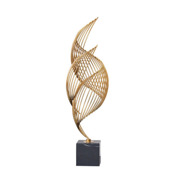 46Cm Spiral Leaves Gold Metal Tabletop Decor Modern Art Sculptures Figurines Sculptures & Figurines