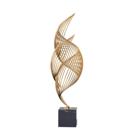 46Cm Spiral Leaves Gold Metal Tabletop Decor Modern Art Sculptures Figurines Sculptures & Figurines