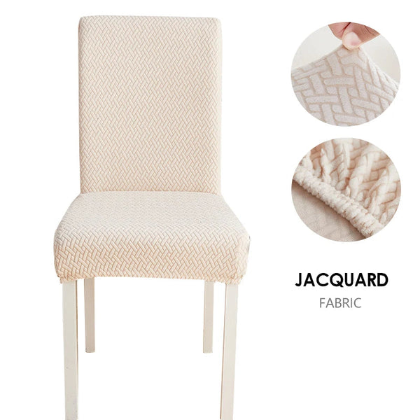 Chair Cover Beige Small Knitted Design Anti Dirt Elastic Material Slipcovers