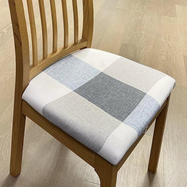 Chair Cover Beige Light Blue Simple Pattern Stretch Seat For Dining Kitchen Slipcovers