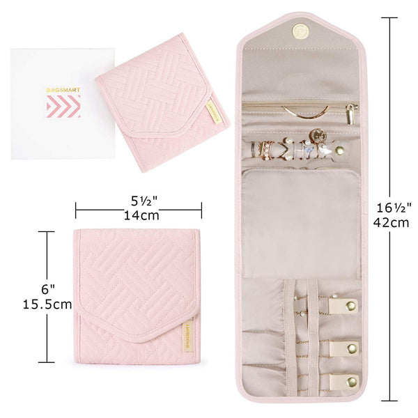 Veile Studios Jewelry Foldable Case Pink Xs Portable For Journey Earrings Rings Storage Bag Jewellery Holders & Organisers