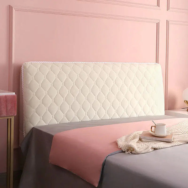 Beige Diamond Pattern Super Soft Quilted Velvet Bed Headboard Cover 100X70cm Headboards & Footboards