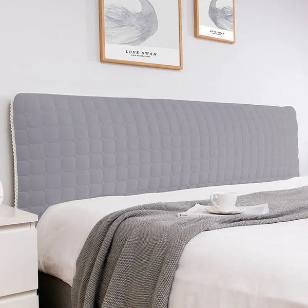 Light Gray Cube Pattern Quilted Velvet Bed Headboard Cover Headboards & Footboards