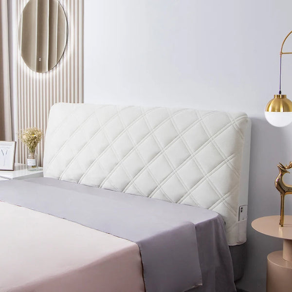 Headboard Cover Off White Criss Cross Pattern Super Soft Quilted Velvet 100X70cm Headboards & Footboards
