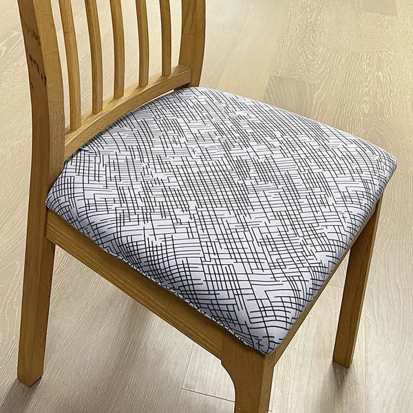 Chair Cover Grey Random Lines Print Stretch Seat For Dining Kitchen Slipcovers