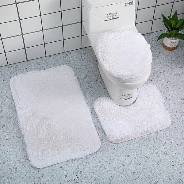 Bath Mat Set White Bathroom Silk Tie Dye Non Slip Rug Shower Carpet Toilet Cover Bath Mats Rugs & Toilet Covers