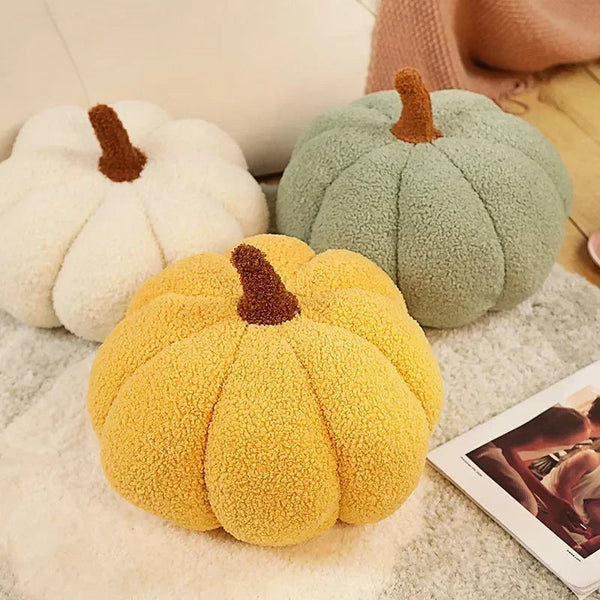 Throw Pillows Yellow Lamb Fleece Pumpkin Plush Toys For Decor Sleeping Cushions & Decorative Pillows